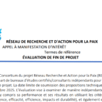 APPEL À MANIFESTATION D'INTÉRÊT — ÉVALUATION DE FIN DE PROJET